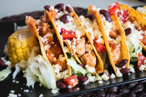 Colorful Chicken Tacos with Cheese