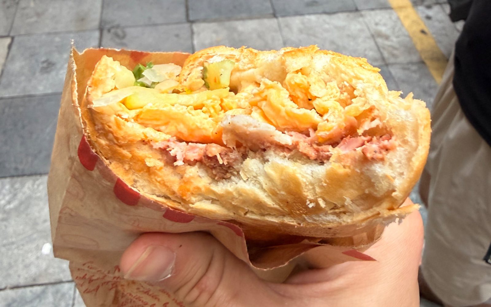 Bánh Mì with Egg and Shredded Pork - Hanoi Old Quarter, Hanoi, Vietnam