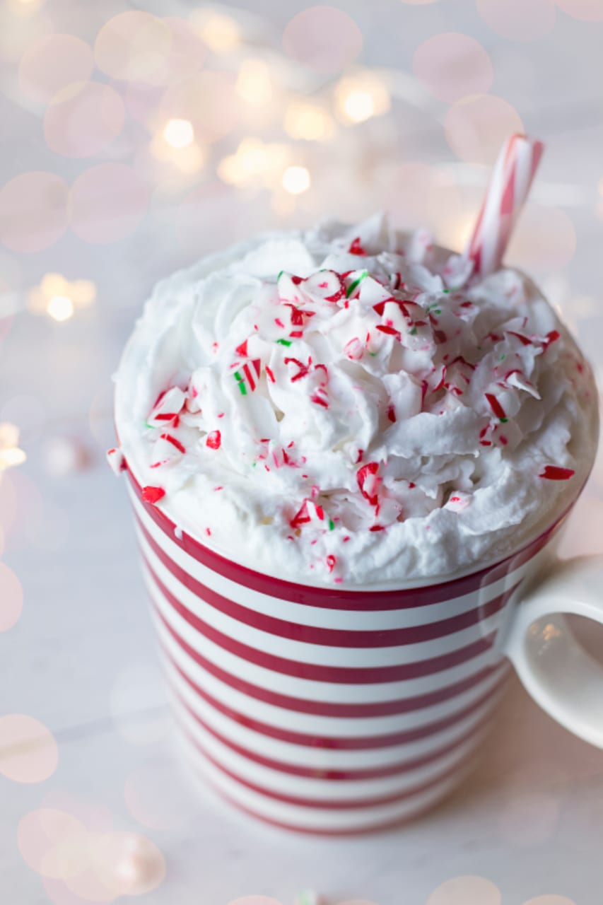 Peppermint Hot Chocolate with Whipped Cream